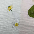 New design high quality 100% cotton three layers embroidered crepe gauze muslin fabric